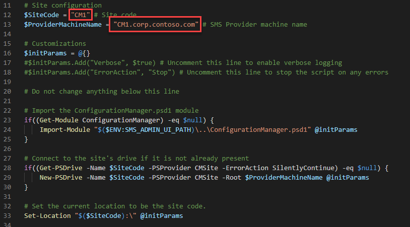 Code to Import the configuration manager module